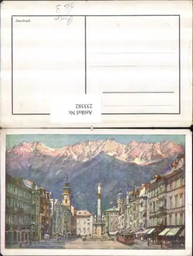 233582,Künstler AK Ruep Innsbruck Maria Theresienstraße Anna-Säule Straßenbahn Geschäfte