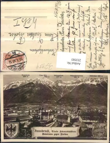 233585,Innsbruck Totale Panorama geg. Norden m. Brandjoch Frau Hitt Hafelekar