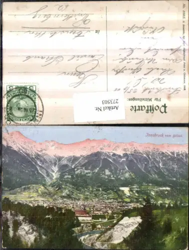 273503,Innsbruck Totale vom Silltal Bergkulisse