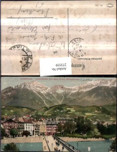 273539,Innsbruck Teilansicht Innbrücke Brücke m. Frau Hittgebirge Bergkulisse