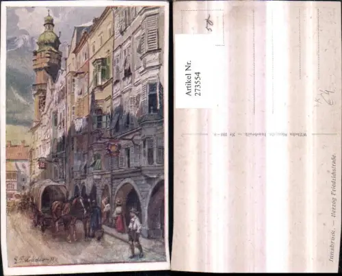 273554,Künstler AK E. F. Hofecker Innsbruck Herzog Friedrichstraße Stadtturm Goldenes Dachl Pferdekutsche