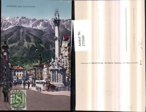 273560,Innsbruck Maria Theresienstraße Straßenansicht Anna-Säule Bergkulisse