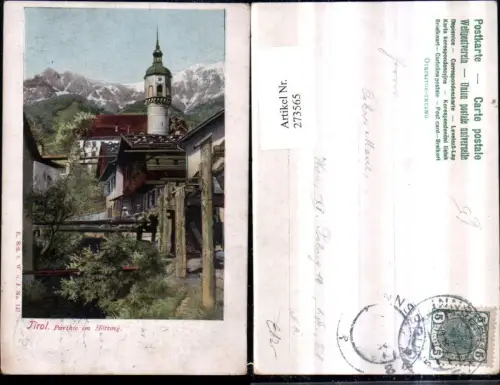 273565,Innsbruck Partie in Hötting Turm Bergkulisse