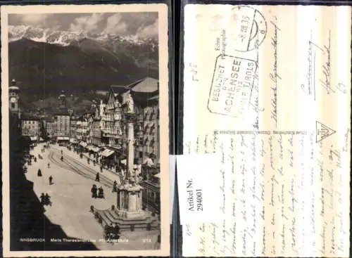 294001,Innsbruck Maria-Theresienstraße m. Annasäule Geschäfte Bergkulisse