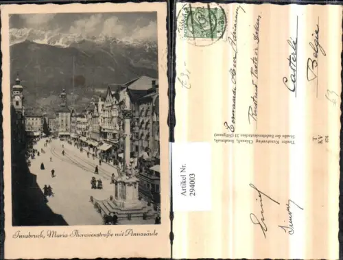 294003,Innsbruck Maria-Theresienstraße m. Annasäule Geschäfte Bergkulisse