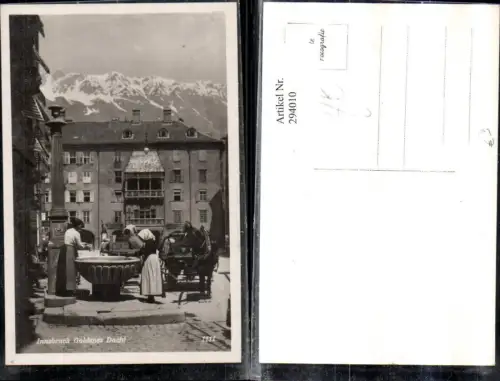 294010,Innsbruck Goldenes Dachl Brunnen Kutsche Bergkulisse