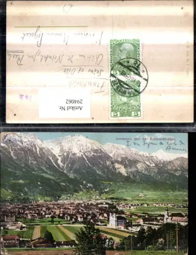 294062,Innsbruck Totale von d. Brennerstraße Bergkulisse