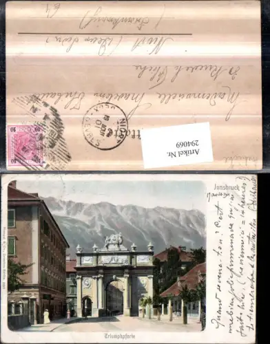 294069,Innsbruck Triumphpforte Straßenansicht Bergkulisse pub Stengel e Co 2321
