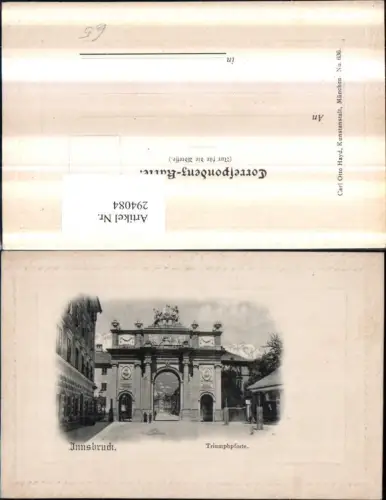 294084,Präge Passepartout Innsbruck Triumphpforte Straßenansicht