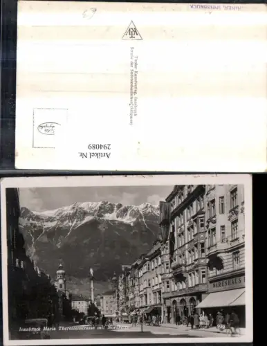 294089,Innsbruck Maria Theresienstraße Geschäfte Annasäule m. Nordkette Bergkulisse