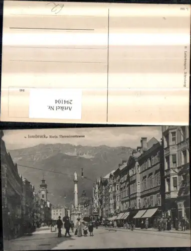 294104,Innsbruck Maria Theresienstraße Straßenansicht Geschäfte Annasäule Bergkulisse