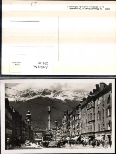 294106,Innsbruck Maria Theresienstraße Geschäfte Annasäule m. Nordkette Bergkulisse