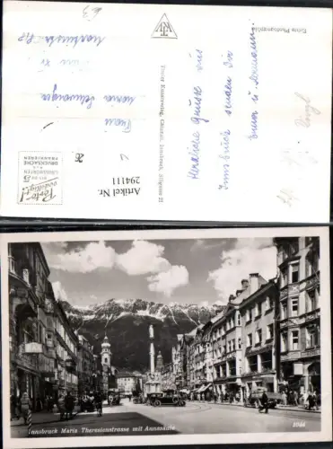 294111,Innsbruck Maria Theresienstraße Geschäfte Annasäule Bergkulisse