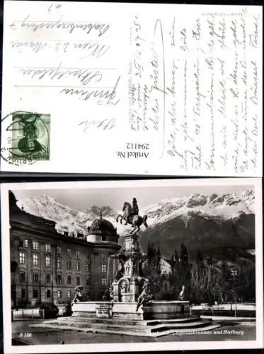 294112,Innsbruck Leopoldsbrunnen Brunnen u. Hofburg Bergkulisse