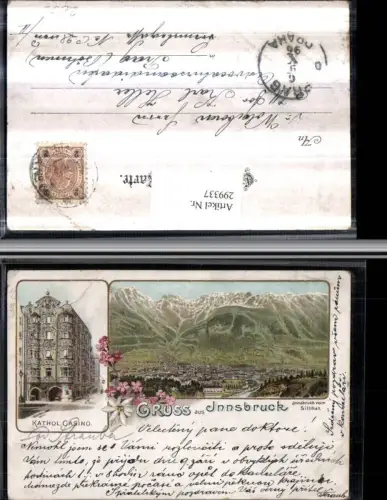 299337,Litho AK Innsbruck Totale Bergkulisse Katholisches Kasino Casino Mehrbildkarte