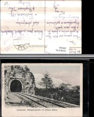 299343,Innsbruck Mittelgebirgsbahn Tunnel m. Schloss Ambras Bergkulisse