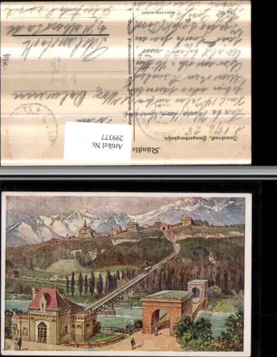 299377,Künstler AK A. Ruep Innsbruck Hungerburgbahn Brücke Bergkulisse