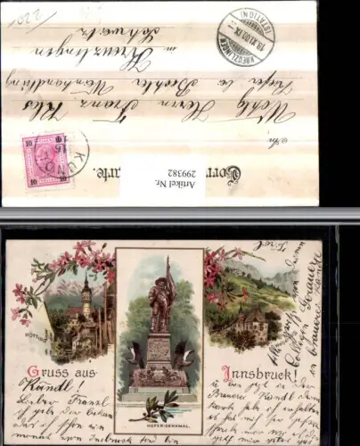 299382,Litho AK Gruß aus Innsbruck Hofer-Denkmal Hötting Weiherburg Mehrbildkarte