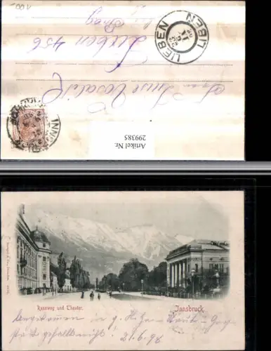 299385,Innsbruck Rennweg u. Theater Straßenansicht Bergkulisse pub Stengel e Co 3916