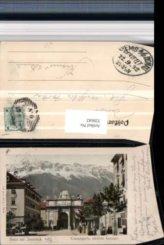 328642,Gruß aus Innsbruck Triumphpforte Bergkulisse