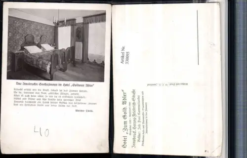 330095,Innsbruck Hotel zum Goldenen Adler Goethezimmer Innenansicht Text