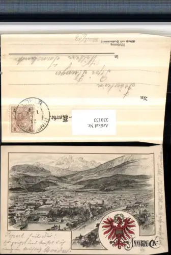 330133,Innsbruck Totale Bergkulisse Wappen pub Heraldische Postkarte 27