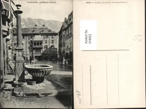 334022,Innsbruck Goldenes Dachl Brunnen Bergkulisse pub K. Redlich 1015