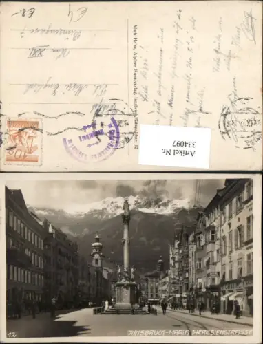 334097,Innsbruck Maria Theresienstraße Annasäule Geschäfte Bergkulisse