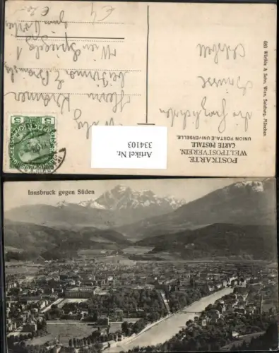 334103,Innsbruck Totale geg. Süden Bergkulisse