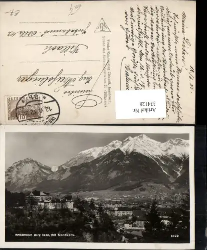 334128,Innsbruck Teilansicht Berg Isel m. Nordkette Bergkulisse