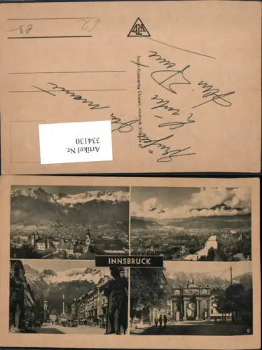 334130,Innsbruck Totale Maria Theresienstraße Triumphpforte Mehrbildkarte