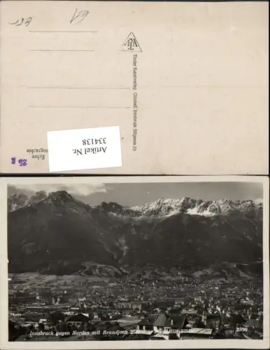334138,Innsbruck Totale geg. Norden m. Brandjoch u. Frau Hitt Bergkulisse