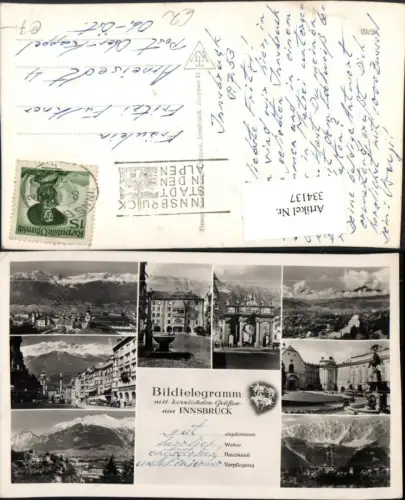 334137,Innsbruck Totale Goldenes Dachl Triumphpforte Berg Isel Hungerburg Mehrbildkarte