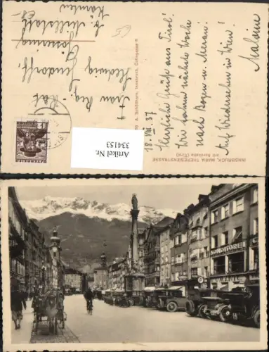 334153,Innsbruck Maria Theresienstraße Annasäule m. Nordkette Bergkulisse