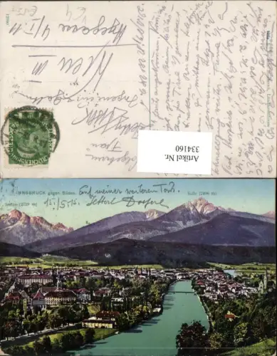 334160,Innsbruck Totale geg. Süden m. Serles u. Saile Bergkulisse pub K. Redlich 194a