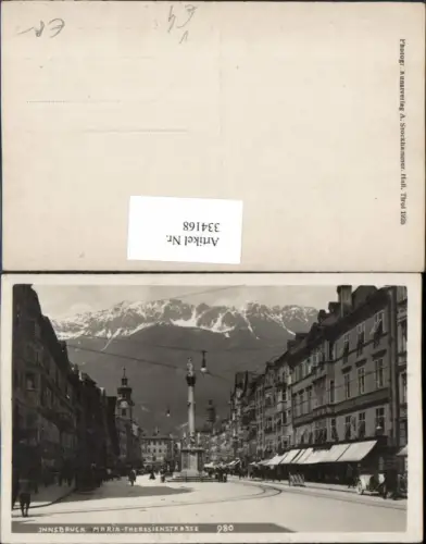 334168,Foto AK Innsbruck Maria Theresienstraße Annasäule Bergkulisse pub A. Stockhammer 980
