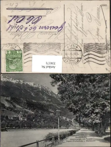 334171,Innsbruck Innpromenade m. Pension Kayser-Weiherburg u. Mariabrunn Bergkulisse