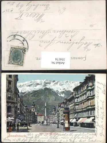 334174,Innsbruck Maria Theresienstraße Litfaßsäule Annasäule Bergkulisse