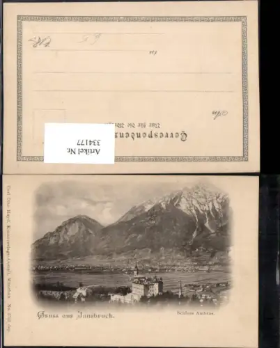 334177,Gruß aus Innsbruck Schloss Ambras Bergkulisse pub Carl Otto Hayd 5769