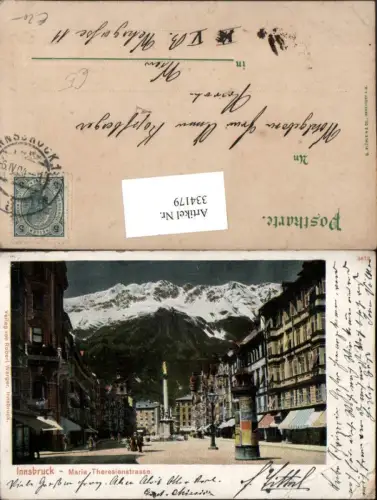 334179,Innsbruck Maria Theresienstraße Litfaßsäule Annasäule Bergkulisse