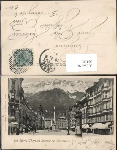 334180,Innsbruck Maria Theresienstraße Litfaßsäule Annasäule Bergkulisse