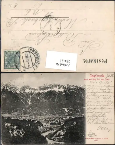 334181,Innsbruck Totale Blick auf Berg Isel u. Stadt Bergkulisse pub Stengel e Co 2317