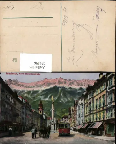 334196,Innsbruck Maria Theresienstraße Straßenbahn Nr. 44 Annasäule Bergkulisse