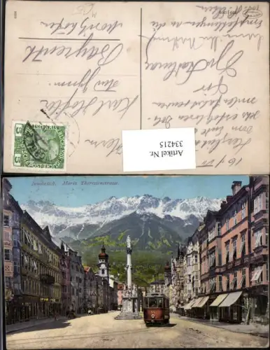 334215,Innsbruck Maria Theresienstraße Straßenbahn Nr. 44 Annasäule Bergkulisse