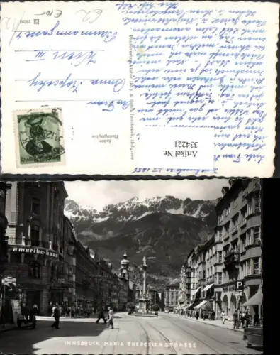 334221,Innsbruck Maria Theresienstraße Straßenansicht Annasäule Bergkulisse
