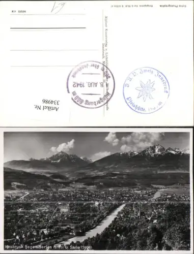 334986,Innsbruck Totale geg. Serles u. Saile Bergkulisse