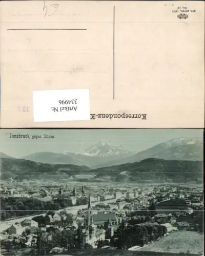 334996,Innsbruck Totale geg. Süden Bergkulisse