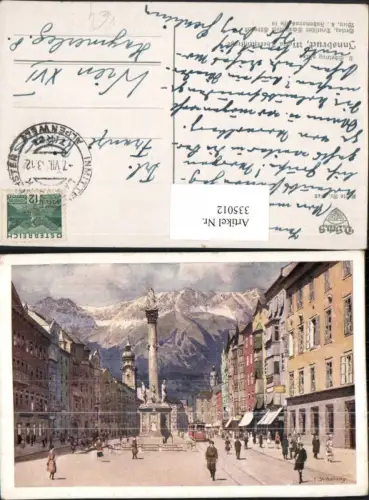 335012,Künstler AK L. Scheiring Innsbruck Maria Theresienstraße pub Deutscher Schulverein 1742