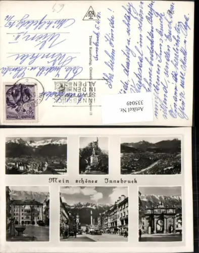 335049,Innsbruck Totale Maria Theresienstraße Goldenes Dachl Hofer-Denkmal Mehrbildkarte