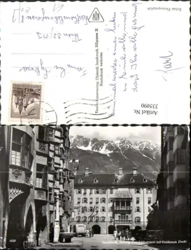 335090,Innsbruck Herzog-Friedrich-Straße m. Goldenen Dachl Brunnen Bergkulisse